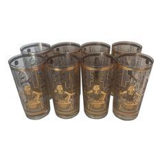 set of six egyptian drinking glasses