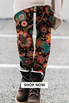 Floral Print Skinny Leggings are the epitome of comfort and style. With their casual elastic waist and stretchy fabric, these leggings are a versatile addition to your wardrobe. The vibrant floral print adds a touch of femininity, making them perfect for both lounging at home and stepping out in style. Non-stretch Multicolor Leggings For Spring, Spring Multicolor Non-stretch Leggings, Stretch Multicolor Pants For Winter, Winter Stretch Multicolor Pants, Winter Multicolor Stretch Pants, Casual Multicolor Printed Leggings, Bohemian Stretch Leggings, Bohemian Leggings, Leggings Outfit Fall