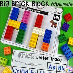 the letters and numbers are made out of legos to spell their name in this letter matching activity