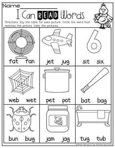 printable worksheet for beginning and ending the word i can read with pictures