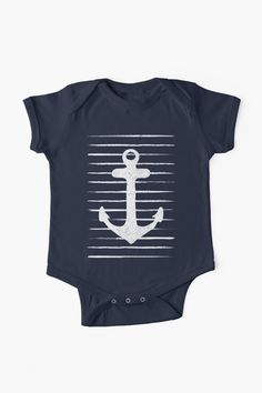 Short sleeve baby one-piece made from 100% cotton fabric, with lapped shoulder seam for easy dressing Sailor Baby, Sailor Stripes, Easy Dressing, Baby One Piece, Simple Dresses