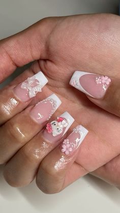 Hello Kitty Nails Art, Quinceanera Nails, Henna Nails, Spring Acrylic Nails, Long Nail Designs