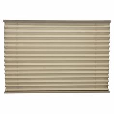 a beige window blind with horizontal blinds on the top and bottom, in front of a white background