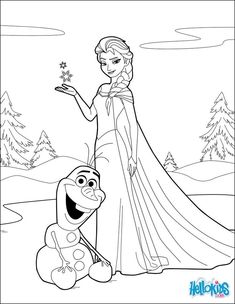 the frozen princess and her snowman coloring pages for kids to print out on their own