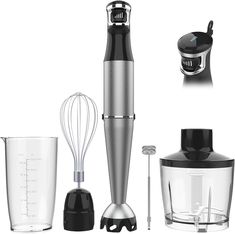 an electric blender and other kitchen appliances on a white background with clippings