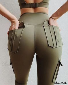 Color: green, Size: M Fit Woman Outfit, Leggings Streetwear, Cargo Leggings, Designer Leggings, Yoga Trousers, Pocket Sweatpants, Estilo Fitness, Bumpy Skin, Jeans Overall