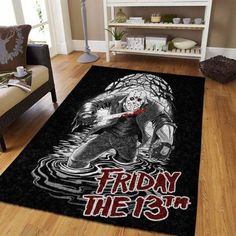 Get your product: Jason Friday The 13th Home Decor Rectangle Area Rug
1. PRODUCT INFORMATION:

Material: Faux Cashmere
Feature: Anti-Slip
Style: Cute
Pattern: Cartoon
Color: Multicolor
2. SIZE CHART:
3. RETURN:
We will gladly issue you a replacement item or issue a refund back to your original form of payment for any of the following reasons:
You receive an incorrect item
Your order contains damaged product(s)
Your order has a printing mistake
Part of your order is missing from the package
Once Jason Voorhees Friday The 13th, Jason Friday, Area Rug Living Room, Jason Voorhees, Bedroom Refresh, Living Room Area Rugs, Friday The 13th, Carpet Design, Rug Living Room