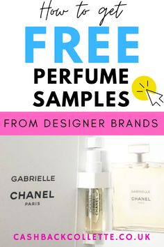 a bottle of perfume with the text how to get free perfume samples from designer brands