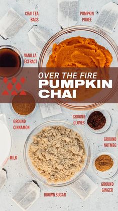 the ingredients to make over the fire pumpkin chai