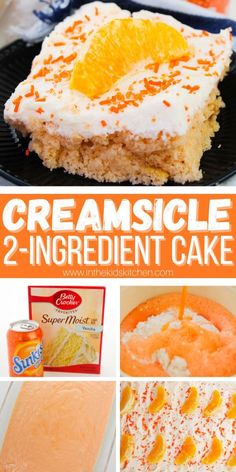 orange creamsice cake with two ingredients in the middle and an orange slice on top