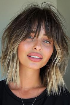 Choppy Bob Hairstyles With Fringe, Face Frame Bob, Shaggy Bob With Fringe, Lob With Fringe Bangs, Peekaboo Fringe, Shaggy Bangs Short Hair, Lob With Fringe, Lob Bangs, Shaggy Lob With Bangs