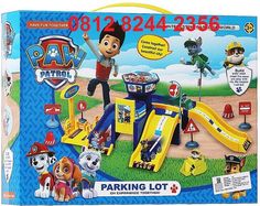 the paw patrol parking lot playset is in its box