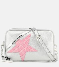 Star leather crossbody bag in silver - Golden Goose | Mytheresa Golden Goose Bag, Silver Crossbody Bag, Preppy Bags, Star Motif, Mini Mochila, Dream Bags, Golden Goose Deluxe Brand, Fancy Bags, Pink Stars