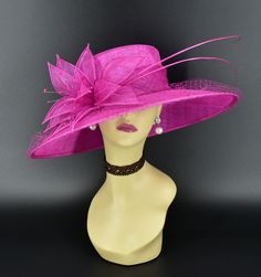 ✿*.Key Features.*✿ Sinamay petal flower with matching color beads and two quills, wide brim cover veil, very beautiful. Great for Kentucky derby, weddings, church, Easter, Royal Ascot, horse races, cocktails, tea party, or any hat wearing occasion. Hat base size: From front to back: 15.5" (39.5 cm) From left to right: 17.5" (44.5 cm) Wide brim Appr: 4-6" Head girth: 22.5"(57cm), adjustable string inside to make smaller to fit your head.   If you want other colors in this style, just search the same item code in my store, you will find them. ✿*.Tip.*✿ ❣️If you want a customized piece, please follow the instructions below: 🔹Present style of hat or fascinator you would like from the store, with additional photos of your outfit and any other details you'd like me to know. 🔹After this process Handmade Flowers Hats For Kentucky Derby, Wide Brim Hats With Handmade Flowers For Royal Ascot, Formal Hats With Handmade Flowers, Flower Shaped Mini Hats For Races, Adjustable Wide Brim Fascinator With Handmade Flowers, Kentucky Derby Wide Brim Mini Hat With Handmade Flowers, Elegant Pink Straw Hat For Wedding, Handmade Flower Hat For Kentucky Derby, Pink Brimmed Straw Hat For Weddings