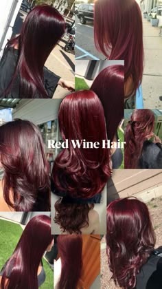 Red Violet Hair Color On Black Women, Cherry Cola Hair Black Women, Wine Red Hair Highlights, Dyed Hair Natural Colors, Ideas To Dye Your Hair, Black Cherry Red Hair, Red Wine Hair Color, Black Roots Red Hair, Wavy Hair Color