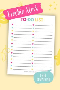 a freebie alert to - do list with hearts on it