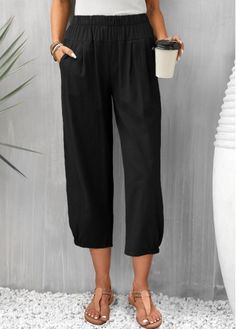 Color:Black;Size:S;Size:M;Size:L;Size:XL;Size:2XL;Size:3XL;Size:4XL;Package Contents:1 X Pants; Black High Waisted Pants, Over 60 Fashion, Everyday Fashion Outfits, 60 Fashion, Blue Jumpsuits, Colored Pants, Elastic Waist Pants, Pants Casual, Loose Pants