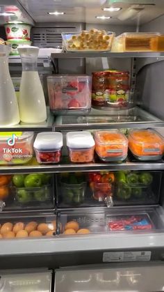 an open refrigerator filled with lots of food