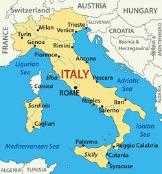 a map of italy with the capital and major cities