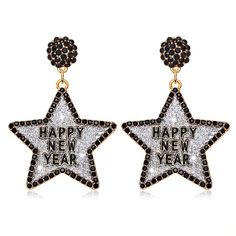 PRICES MAY VARY. ✔New Year’s Eve Earrings: December 31st is about glitz, glam, and glamour, and you can’t ring in the new year without accessories that rival the sparkle of the ball. Our New Year earrings are the best way to welcome the new year, features a large glitter star dangle that say ‘Happy New Year’, with a sparkle crystal edge. These beautiful star earrings can enhances your dressing more and adding the festive atmosphere ✔Rhinestone Holiday Earrings: There’s no better way to make an i New Years Eve Earrings, New Years Earrings, Festival Earrings, Initial Necklace Gold, Party Earrings, Glitter Stars, Holiday Earring, Bow Earrings, Sparkling Crystal