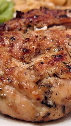 a close up of a plate of food with meat