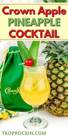 Crown Apple and Pineapple Juice is a delicious and easy cocktail. Drinks with Crown Apple are a favorite in the summer and fall seasons! Mix Crown Apple, Pineapple Juice and Ginger Ale for a fruity and smooth Crown Apple drink! Drinks With Crown Apple, Drinks With Pineapple Juice, Crown Royal Apple, Crown Apple, Fruity Alcohol Drinks, Cranberry Drinks, Apple Drinks, Pineapple Cocktail