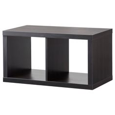 a black shelf with three shelves on each side and one section missing from the top