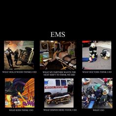 firemen and ambulances are depicted in this collage