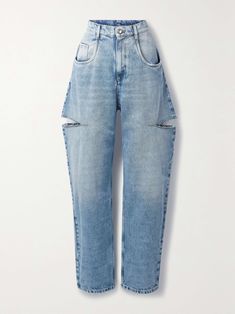 Shop MAISON MARGIELA Cutout high-rise wide-leg jeans, Explore the latest MAISON MARGIELA women's collection today on NET A PORTER Margiela Jeans Outfit, Vetements Jeans, Fall Denim Trends, 2023 Wardrobe, Moda Denim, Denim Outfits