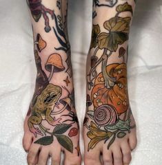 a person with tattoos on their legs and feet