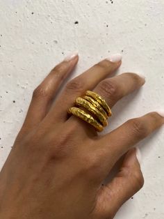 Unique Hammered Rings In Recycled Gold, Minimalist Hand Cast Gold Rings, Artisan Gold Ring With Hammered Detail, Artisan Gold Hammered Rings, Artisan Hammered Gold Rings, Ring Bands, Silver Ring Set, Hammered Rings, Hand Molding