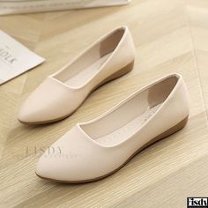 Fisdy - Professional Work Shoes with Flat Non-slip Soles for Beauty Therapists and Healthcare Workers Professional Work Shoes, Professional Flats, Elegant Flats, Pu Heels, Leather Flat Shoes, Leather Work, Casual Flats, Shoes Casual, Leather Flats