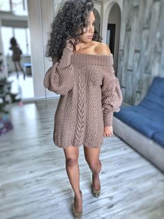 Hand Knitted Sweater Dress off the Shoulders Women Oversized Sweater Open Shoulders Large Sleeves Long Chunky Sweater - Etsy Oversize Sweater Dress Outfit, Sweater Dress Outfit Black Women, Grey Sweater Dress Outfit, Dress And Sneakers Outfit, Woolen Clothes, Knitted Sweater Dress, Sweater Dress Oversized, Sweater Dress Outfit, Oversized Sweater Women