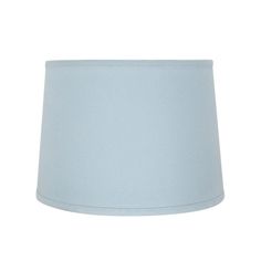 a light blue lamp shade on a white background