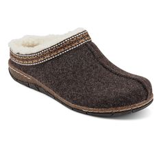 Offering supreme comfort with an easy-going vibe, these slip-on clogs boast a cozy faux fur lining and a stylish ribbon trim to elevate this laid-back look. From Earth Brands Footwear. Winter Slip-on Slippers With Faux Fur Trim, Cozy Winter Slip-on Clogs, Slip-on Indoor Clogs, Comfy Slip-on Winter Clogs, Cozy Winter Clogs With Rubber Sole, Comfortable Winter Clogs With Faux Fur Lining, Comfortable Clogs With Faux Fur Lining, Comfortable Slip-on Clogs With Faux Fur Lining, Comfortable Winter Slip-on Clogs