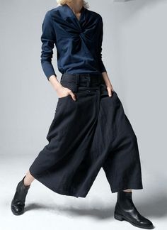 Original Design Stretch Cotton Wide Leg Culottes Sen Women Casual Short Pants Pantyhose Culottes Outfit, Wide Leg Culottes, Pant Design, Women Casual Pants, Womens Wide Leg Pants, Handmade Clothing, 가을 패션, Women Pants Casual, Mode Inspiration