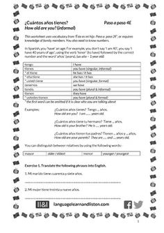 the spanish language worksheet for students