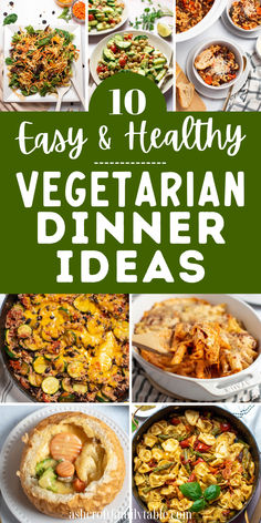 Collage of vegetarian dinner ideas including soups, skillet meals, and pasta dishes. Easy Dinner Recipes For Family Vegetarian, Easy Fall Dinner Ideas Vegetarian, Healthy Meatless Dinners, Healthy Vegetarian Dinner Ideas, Easy Vegetarian Dinner Ideas, Meals For Winter, Pasta Noodle Recipes, Easy Meatless Meals, Sides And Appetizers