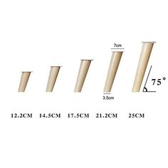 four sizes of wooden dows are shown with measurements for each piece in the image