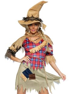 Leg Avenue Sinister Scarecrow Costume Tattered Skirt, Halloween Costumes Scarecrow, Scarecrow Hat, Corn Fields, Scarecrow Costume, Lingerie Outfit Night, The Yellow Brick Road, Duo Halloween Costumes, Spicy Lingerie