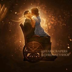 an image of a man and woman kissing in a carriage with the caption starscapers & the dustyshop