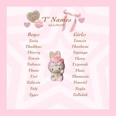 a pink hello kitty name tag with hearts and bows on it's back side