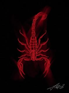 a red scorpion on a black background