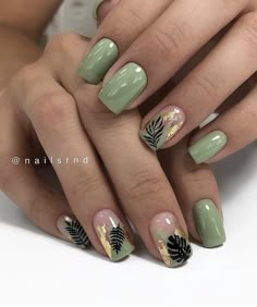 Nagellack Trends, Green Nail Designs, Nail Design Inspiration, Short Nail Designs, Autumn Nails, Coffin Nails Designs