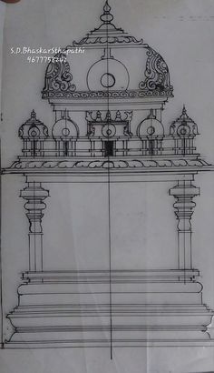 an architectural drawing of a clock tower