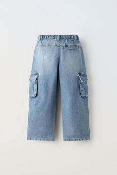 CARGO JEANS - Mid-blue | ZARA United States Zara Denim Jeans With Five Pockets, Zara Casual Jeans With Five Pockets, Zara Straight Leg Jeans With Pockets, Casual Zara Jeans With Five Pockets, Zara Straight Leg Jeans For Streetwear, Zara Casual Jeans With Cargo Pockets, Zara Cotton Jeans With Five Pockets, Zara Casual Cargo Jeans, Casual Zara Jeans With Cargo Pockets