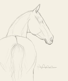 a drawing of a horse standing next to another horse