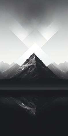 a black and white photo with mountains in the background that has been edited to look like something out of space