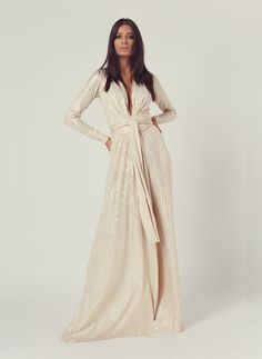 Look 11 Deep V Belted Maxi Dress Gold &vert; US.Odabash Chic Gold Gown For Gala, Luxury Festive Maxi Dress For Gala, Luxury Gold Maxi Dress For Cocktail, Elegant Shimmer Evening Dress, Elegant Gold Shimmer Evening Dress, Gold Long Sleeve Dress For Gala, Formal Metallic Evening Dress With Shimmer, Gold Long Sleeve Gala Dresses, Luxury Evening Festive Dresses