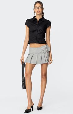 This Tate Belted Pleated Mini Skirt from Edikted is the perfect pick for everyday wear or a night out. It pairs perfectly with a staple tank or tee for the ultimate put-together look.Mini skirtBelt detailPleated designPolyester, RayonModel wears size SModel height is 5'7Item care: Machine wash at maximum 30C, wash with similar colors, do not bleach, do not tumble dry, iron at a maximum of 110C, do not dry clean. Edikted Womens Tate Belted Pleated Mini Skirt - Gray size XS Dc Trip, Gray Skirt, Pleated Mini Skirt, Mini Skirt, Night Out, Bleach, Womens Skirt, Everyday Wear, Mini Skirts